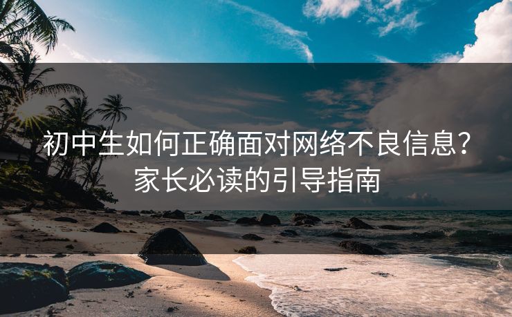 初中生如何正确面对网络不良信息？家长必读的引导指南