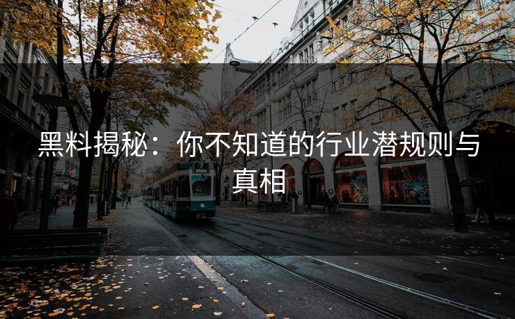 黑料揭秘：你不知道的行业潜规则与真相